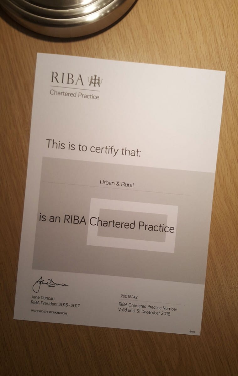 Urban & Rural becomes an RIBA Chartered Practice