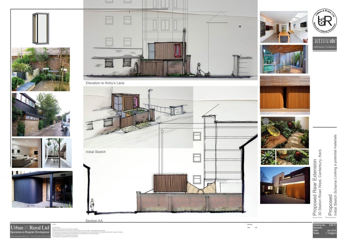 On the drawing board. Mews house sketch scheme
