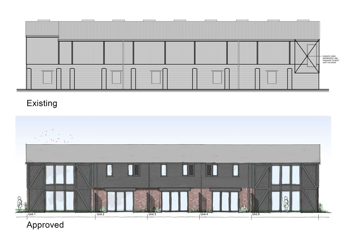Approved at Planning The old chicken sheds at Plaxdale Green Farm